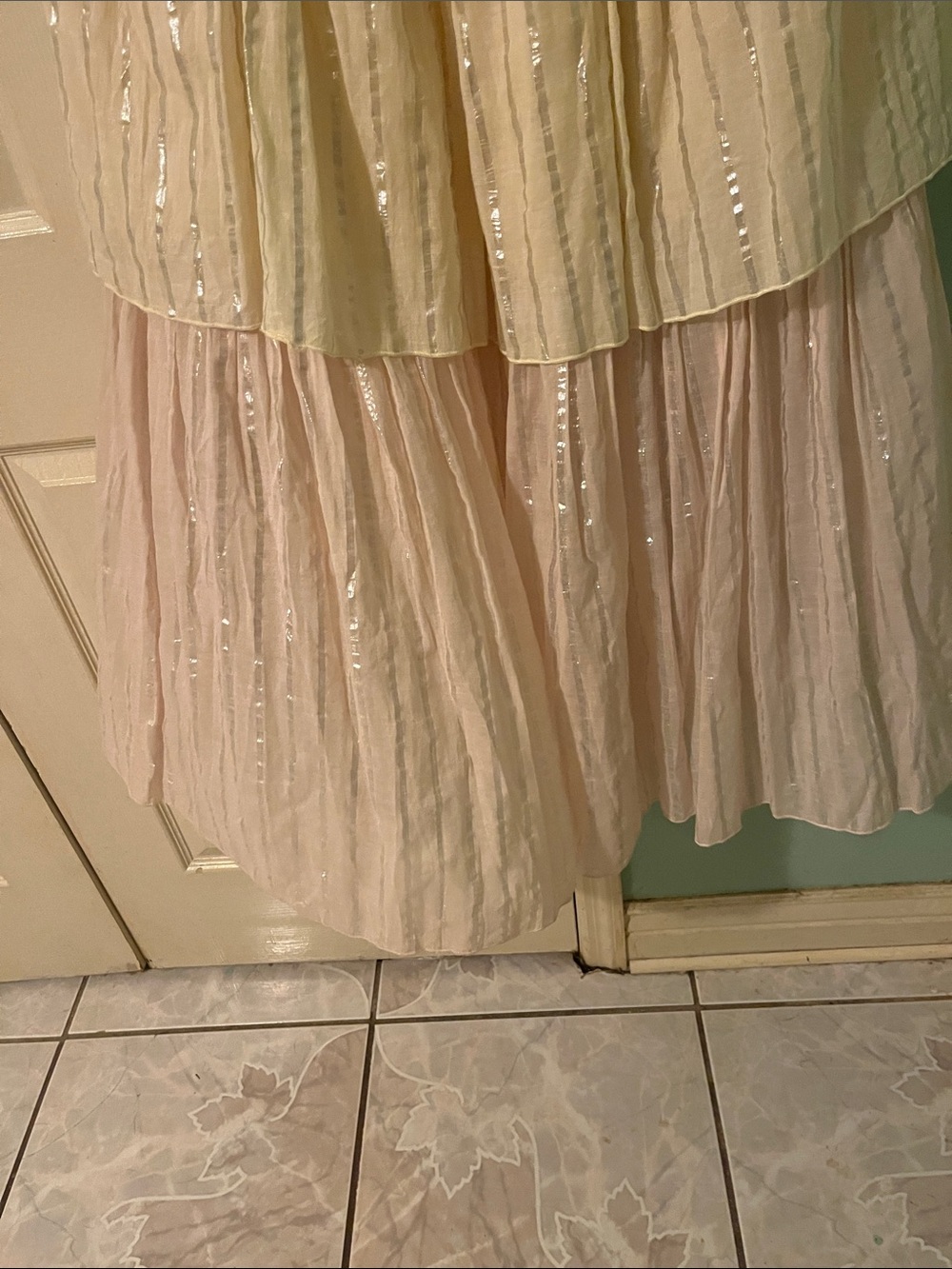 Anthropologie Tiered Maxi Skirt in Mint, Cream & Blush - Picture 5 of 8